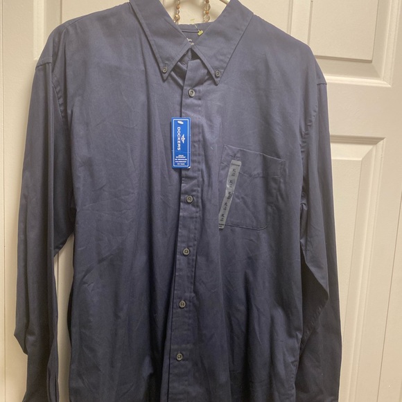 Dockers Tour Long Sleeve Shirt Button Up Pocket 100% Cotton Black Size XL(New) - Picture 3 of 14
